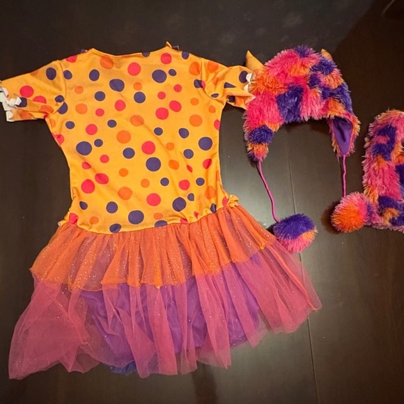 Monster Costume Dress Up Halloween Outfit Hat & Sleeves Orange Purple Kids - Picture 13 of 15